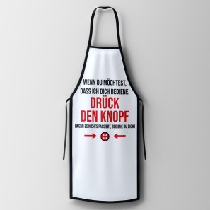 Smešen kuhinjski predpasnik s potiskom Pritisni gumb