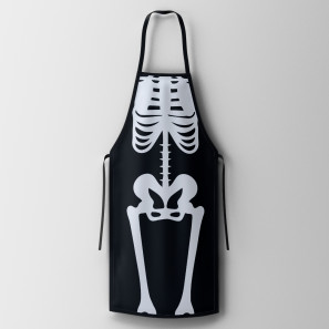 Csontváz mintás kötény